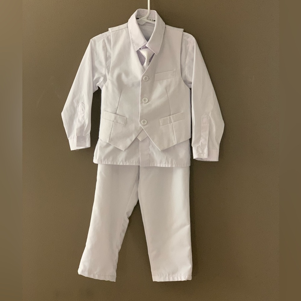 White Suite - 4 Piece Boys Suit - Baptism Suit